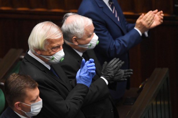 Prezes PiS Jarosław Kaczyński oraz wicemarszałek Sejmu Ryszard Terlecki / 	Radek Pietruszka   /PAP