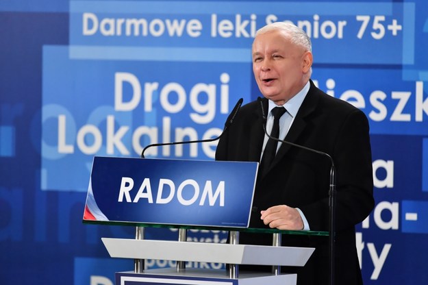 Prezes PiS Jarosław Kaczyński podczas przemówienia w Radomiu / 	Piotr Polak    /PAP