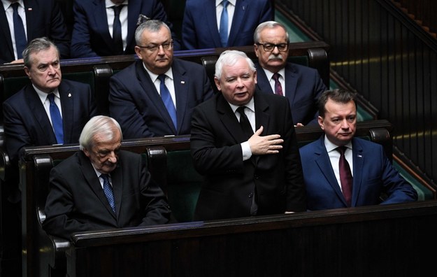 Prezes PiS Jarosław Kaczyński podczas ślubowania / 	Radek Pietruszka   /PAP
