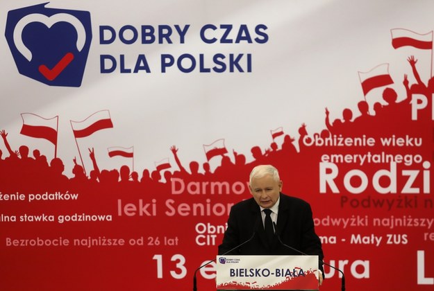 Prezes Prawa i Sprawiedliwości Jarosław Kaczyński podczas konwencji PiS w Bielsku-Białej / 	Andrzej Grygiel    /PAP