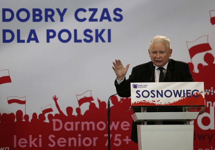 Prezes Prawa i Sprawiedliwości Jarosław Kaczyński podczas konwencji PiS, 8 bm. w Sosnowcu / 	Andrzej Grygiel    /PAP