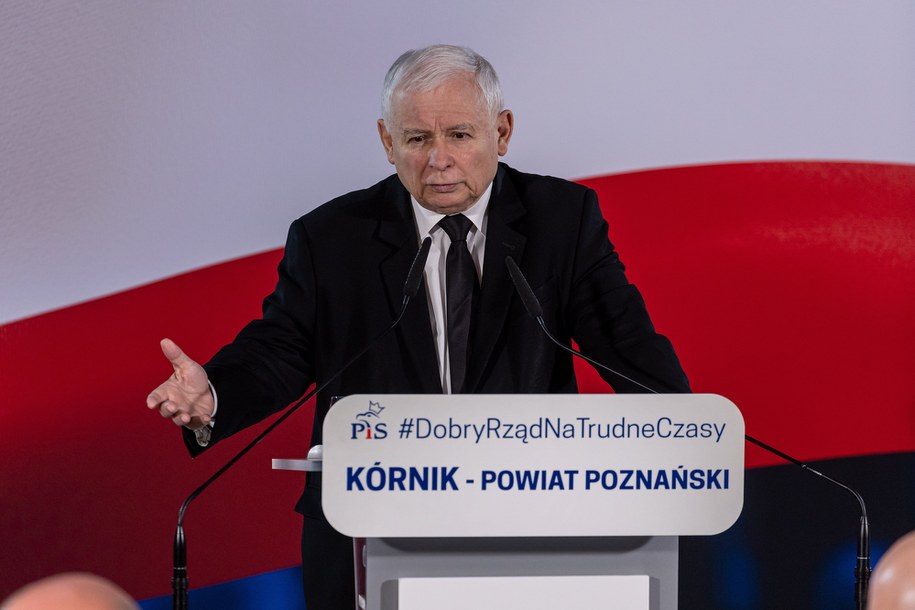 Prezes Prawa i Sprawiedliwości Jarosław Kaczyński podczas spotkania z sympatykami w miejscowości Kórnik /Paweł Jaskółka /PAP