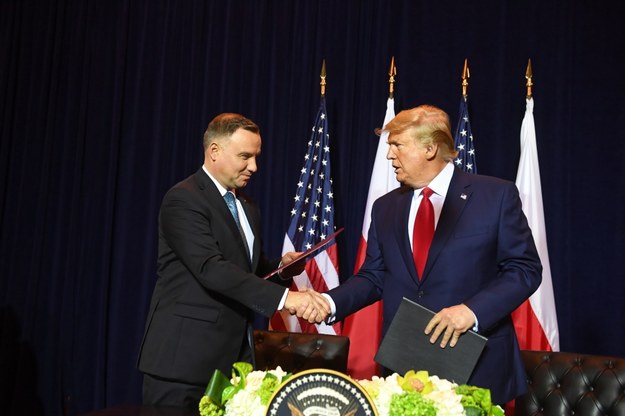 Prezydenci, Stanów Zjednoczonych Ameryki Donald Trump (P) oraz RP Andrzej Duda (L) / 	Radek Pietruszka   /PAP