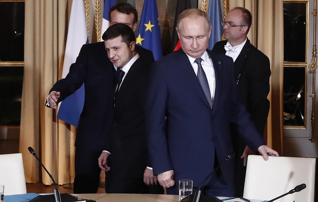 Prezydenci Ukrainy Wołodymyr Zełenski i Rosji Władimir Putin, grudzień 2019 /IAN LANGSDON/POOL /PAP/EPA