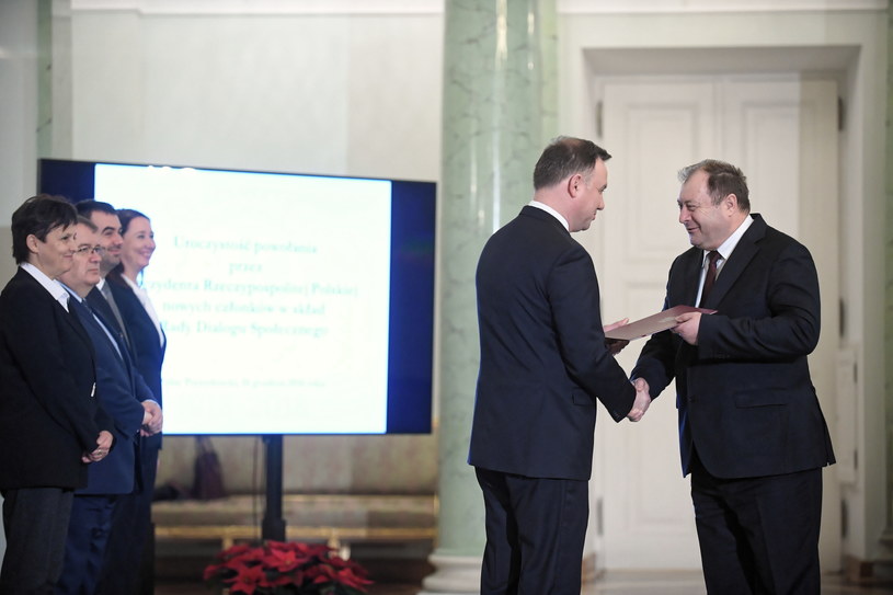 Prezydent Andrzej Duda I Główny Inspektor Pracy Wiesław Łyszczek / 	Marcin Obara  /PAP