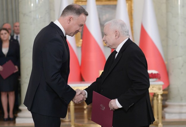 Prezydent Andrzej Duda i Jarosław Kaczyński / 	Marcin Obara  /PAP