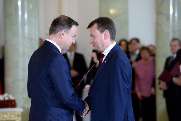 Prezydent Andrzej Duda i Mariusz Błaszczak /Jacek Turczyk /PAP