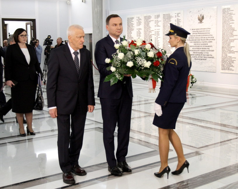 Prezydent Andrzej Duda i marszałek senior Kornel Morawiecki /Leszek Szymański /PAP