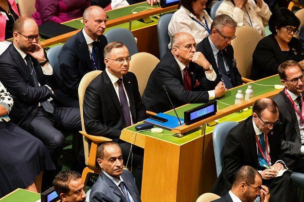 Prezydent Andrzej Duda i minister spraw zagranicznych Zbigniew Rau w ONZ /Andrzej Lange /PAP