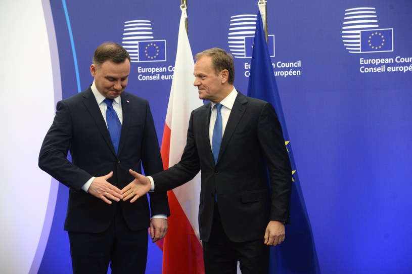 Prezydent Andrzej Duda i szef Rady Europejskiej Donald Tusk /Jacek Turczyk /PAP