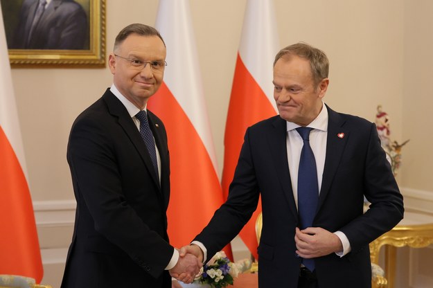 Prezydent Andrzej Duda (L) i premier Donald Tusk /Paweł Supernak /PAP