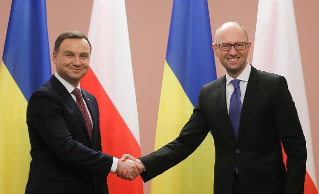 Prezydent Andrzej Duda (L) i premier Ukrainy Arsenij Jaceniuk (P) /PAP