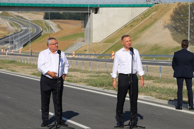 Prezydent Andrzej Duda na otwarciu nowego odcinka S7 /Józef Polewka /RMF FM