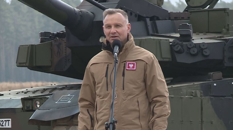 Prezydent Andrzej Duda na poligonie w Orzyszu /Polsat News