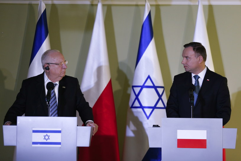 Prezydent Andrzej Duda (P) i prezydent Izraela Reuven Riwlin (L) / Andrzej Grygiel /PAP