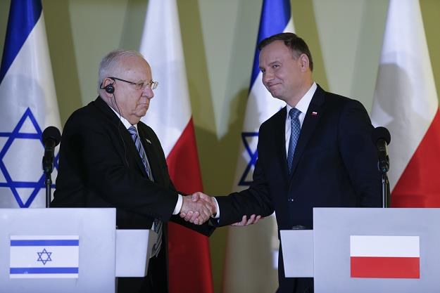 Prezydent Andrzej Duda (P) i prezydent Izraela Reuven Riwlin (L) /PAP