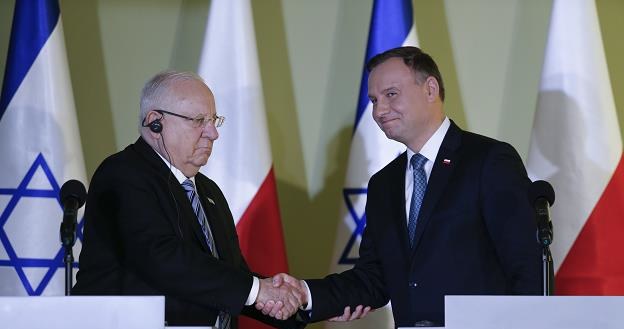 Prezydent Andrzej Duda (P) i prezydent Izraela Reuven Riwlin (L) /PAP