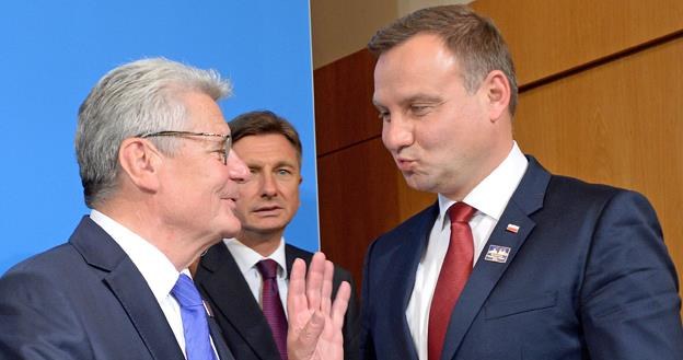 Prezydent Andrzej Duda (P), prezydent Niemiec Joachim Gauck (L) i prezydent Słowenii Borut Pahor /PAP