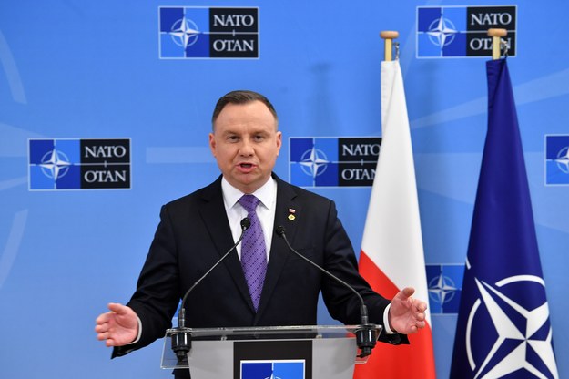 Prezydent Andrzej Duda po szczycie przywódców NATO w Brukseli /Radek Piertuszka /PAP