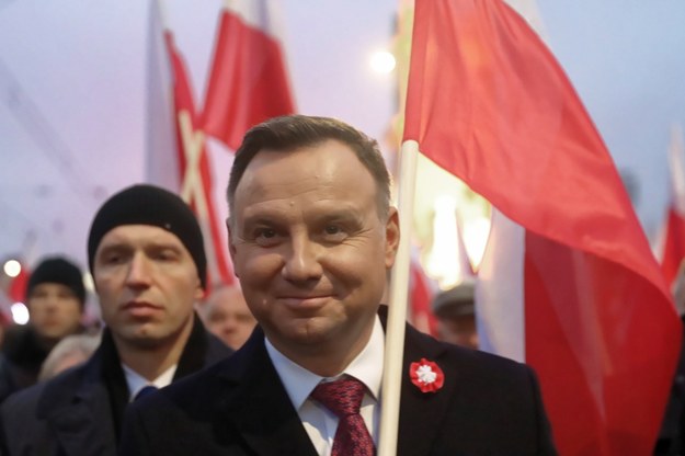 Prezydent Andrzej Duda podczas Biało-Czerwonego Marszu "Dla Ciebie Polsko" / 	Tomasz Gzell    /PAP