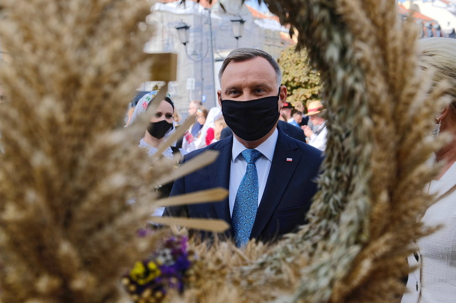 Prezydent Andrzej Duda podczas Dożynek Prezydenckich /Mateusz Marek /PAP