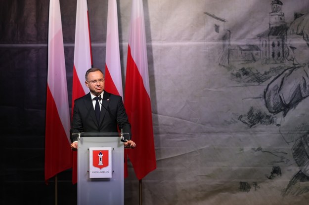 Prezydent Andrzej Duda podczas obchodów 85. rocznicy wybuchu II Wojny Światowej w Wieluniu /Marian Zubrzycki /PAP