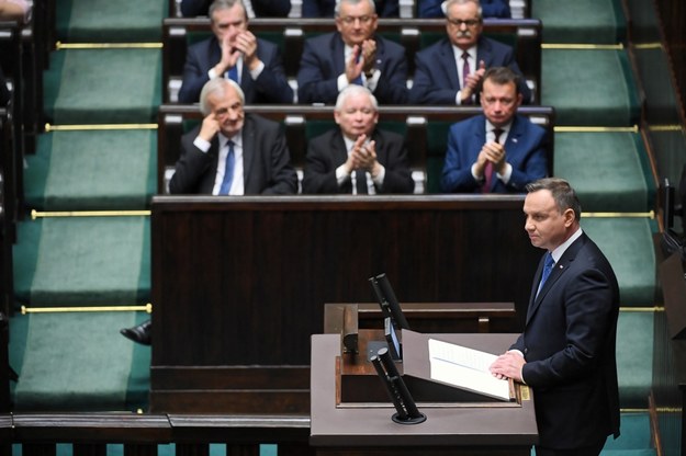 Prezydent Andrzej Duda podczas orędzia / 	Radek Pietruszka   /PAP