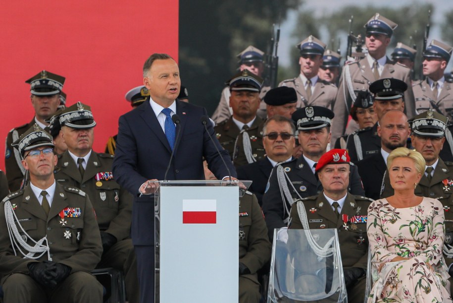 Prezydent Andrzej Duda podczas przemówienia /Paweł Supernak /PAP