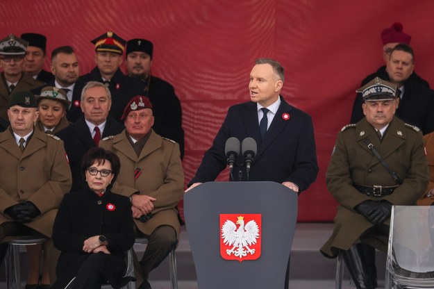 Prezydent Andrzej Duda podczas przemówienia /	Leszek Szymański   /PAP