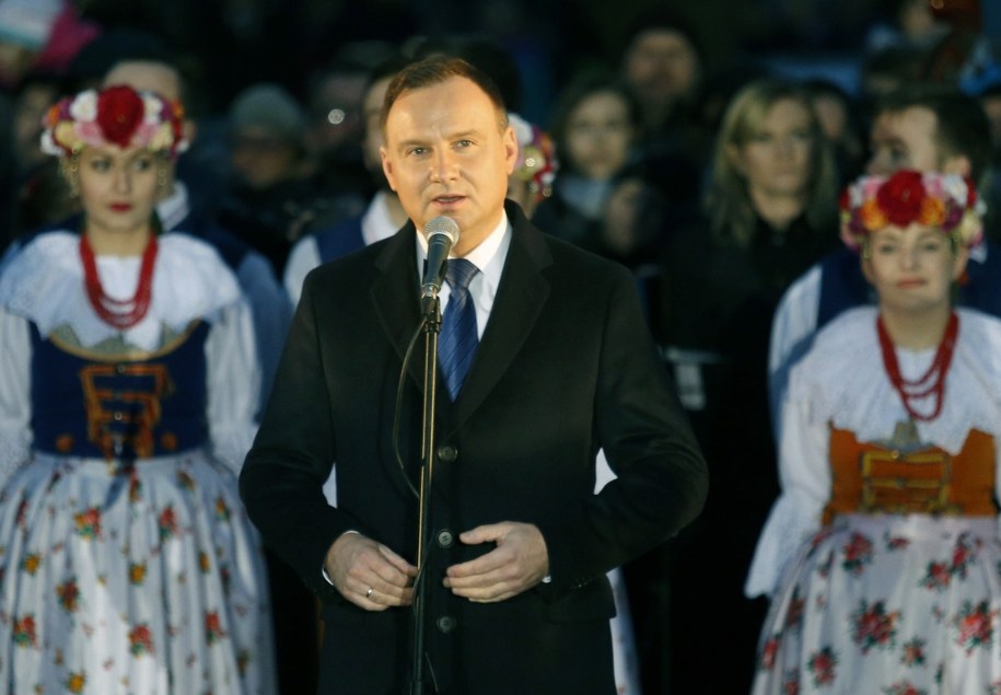 Prezydent Andrzej Duda podczas spotkania z mieszkańcami Siemianowic /Andrzej Grygiel /PAP