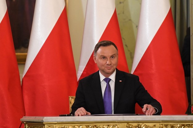 Prezydent Andrzej Duda podczas uroczystości powołania Mateusza Morawieckiego na urząd prezesa Rady Ministrów wraz z Radą Ministrów / 	Radek Pietruszka   /PAP