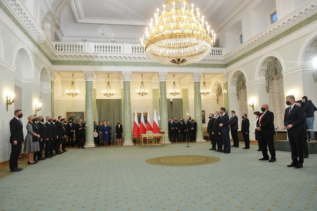 Prezydent Andrzej Duda podczas uroczystości w Pałacu Prezydenckim w Warszawie /Radek Pietruszka /PAP