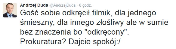 Prezydent Andrzej Duda skomentował sprawę na Twitterze /Twitter