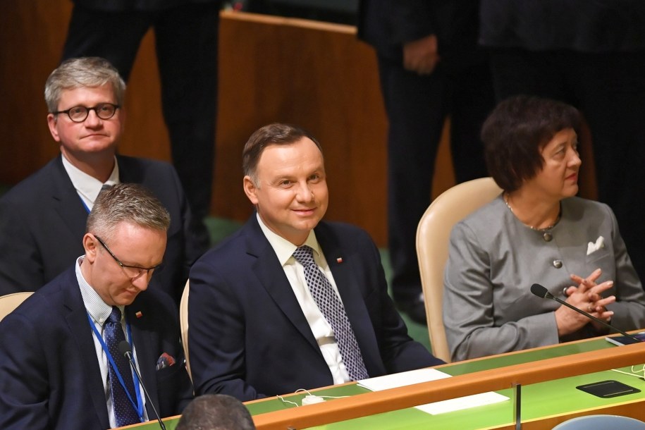 Prezydent Andrzej Duda, szef gabinetu Krzysztof Szczerski i szef BBN Paweł Soloch w Nowym Jorku /Radek Pietruszka /PAP