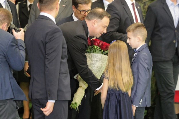 Prezydent Andrzej Duda w czasie wizyty w Nowym Mieście Lubawskim / 	Tomasz Waszczuk    /PAP