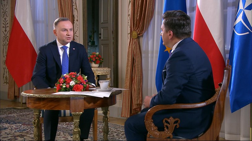 Prezydent Andrzej Duda w programie "Gość Wydarzeń" /Polsat News