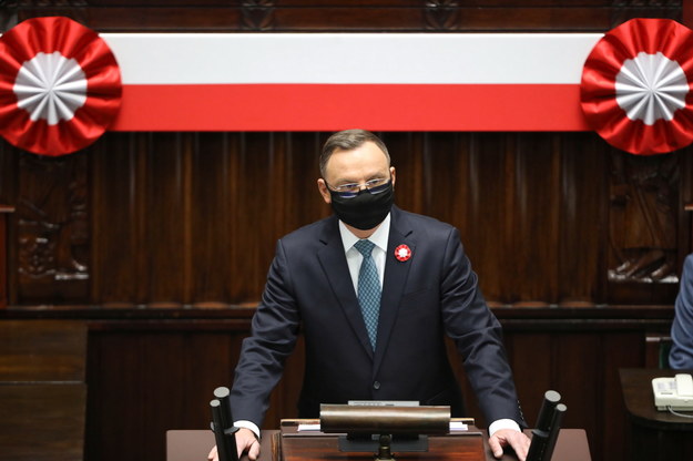 Prezydent Andrzej Duda w Sejmie /Wojciech Olkuśnik /PAP