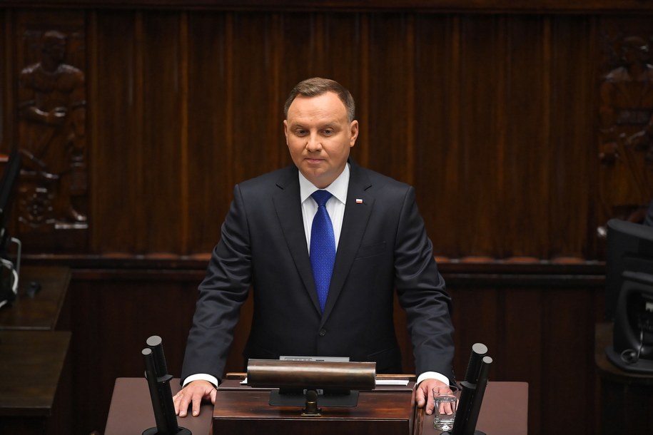 Prezydent Andrzej Duda wygłasza orędzie podczas uroczystości zaprzysiężenia Prezydenta RP przed Zgromadzeniem Narodowym / 	Radek Pietruszka   /PAP