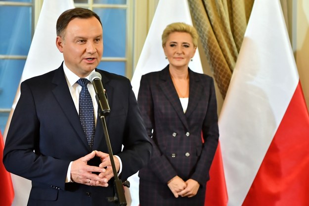 Prezydent Andrzej Duda z małżonką  Agatą Kornhauser-Dudą / 	Maciej Kulczyński    /PAP