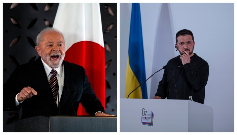 Prezydent Brazylii Luiz Inacio Lula da Silva oraz prezydent Ukrainy Wołodymyr Zełenski /Louise Delmotte /AP