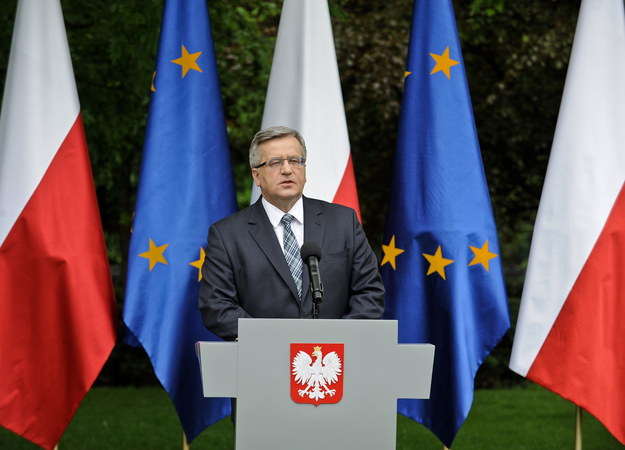 Prezydent Bronisław Komorowski podczas konferencji prasowej w Belwederze //Marcin Obara /PAP