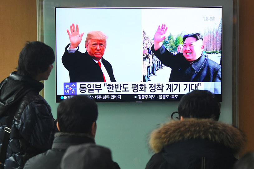 Prezydent Donald Trump i północnokoreański dyktator Kim Dzong Un /JUNG YEON-JE /AFP