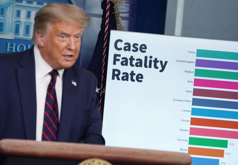 Prezydent Donald Trump podczas konferencji prasowej /SARAH SILBIGER / POOL /PAP/EPA