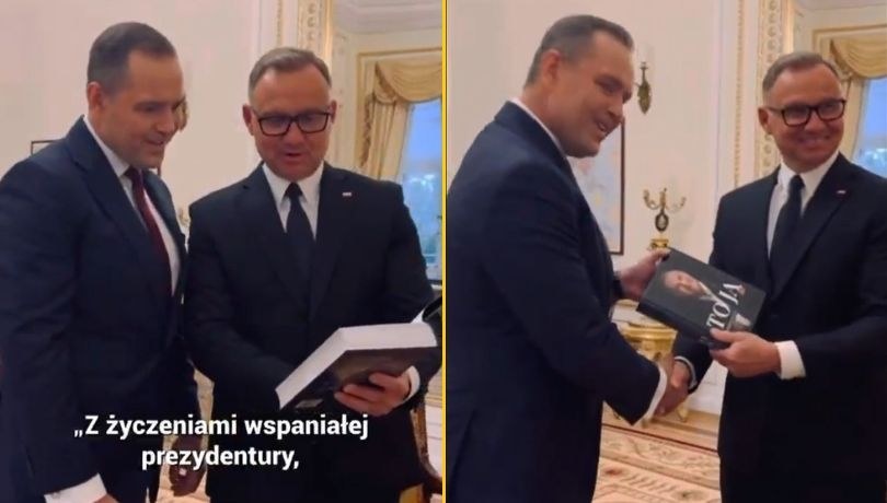 Prezydent elekt Karol Nawrocki i prezydent Andrzej Duda /Zrzut ekranu