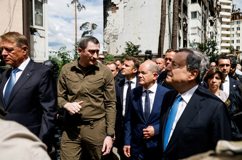 Prezydent Francji Emmanuel Macron, kanclerz Niemiec Olaf Scholz i premier włoskiego rządu Mario Draghi w Kijowie /AFP Pool/Associated Press /East News
