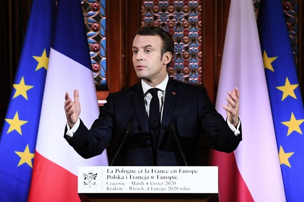 Prezydent Francji Emmanuel Macron podczas wykładu "Polska i Francja w Europie" dla studentów UJ /	Jacek Bednarczyk   /PAP