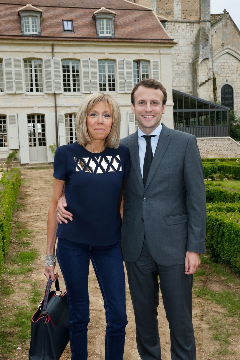 Prezydent Francji Emmanuel Macron z pierwszą damą Brigitte Macron. /Getty Images