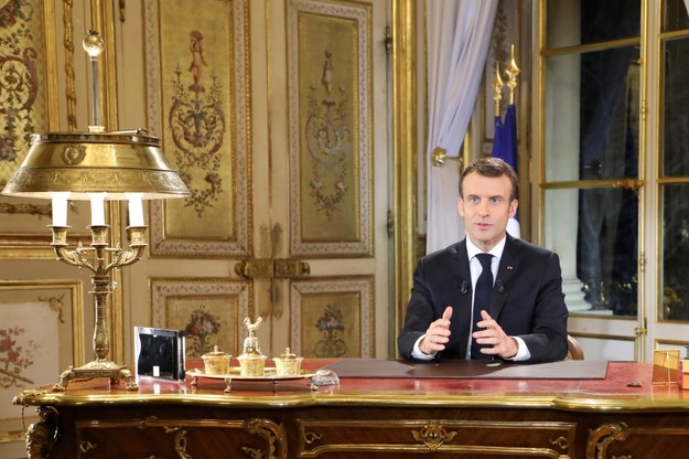 Prezydent Francji wystąpił z orędziem do narodu /LUDOVIC MARIN / POOL /PAP/EPA