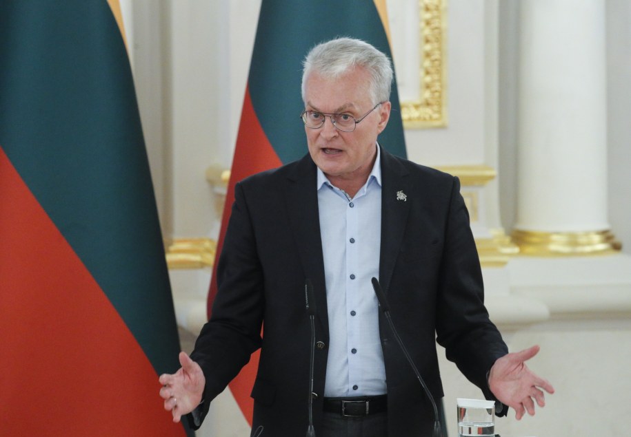 Prezydent Litwy Gitanas Nausėda w Kijowie /SERGEY DOLZHENKO /PAP/EPA