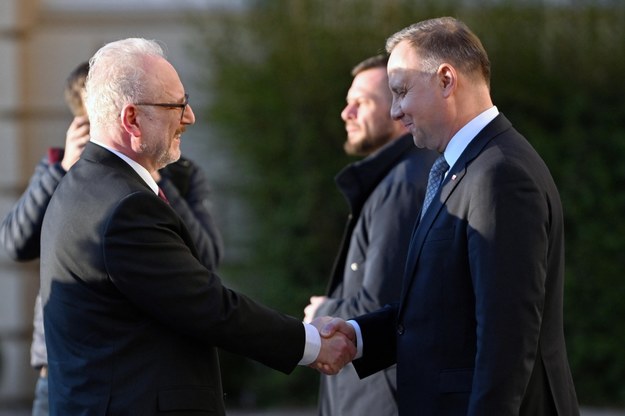 Prezydent Polski Andrzej Duda i prezydent Łotwy Egils Levits /Darek Delmanowicz /PAP